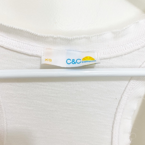 C&C Organic Cotton Raw Edge Button Tank White XS - Picture 5 of 11